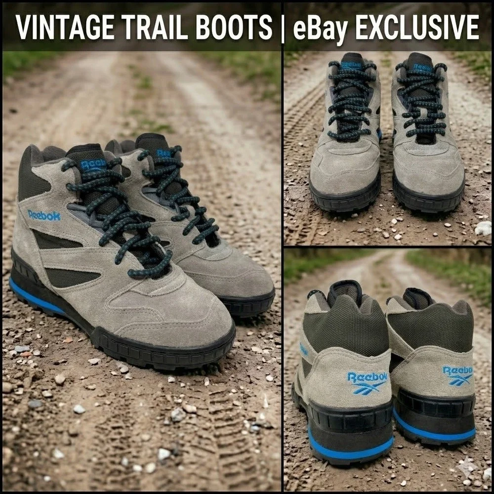 Vintage Reebok RA 308 WFC Men's 7 Grey Blue Suede Trail Hiking Boots Retro 90s